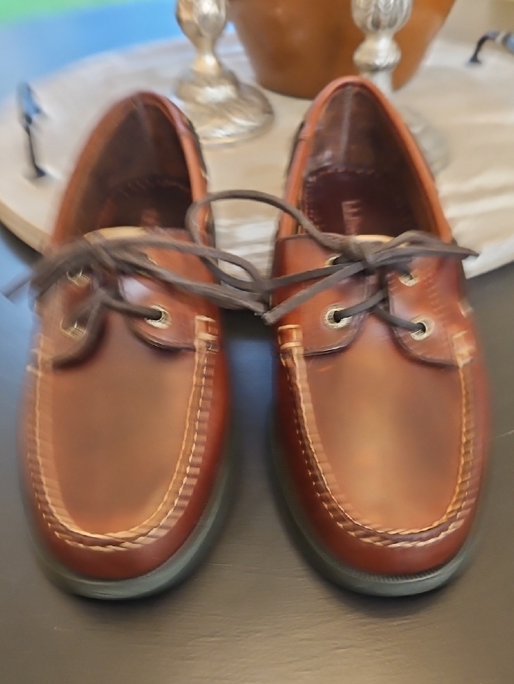 L.L BEAN Men's Brown Leather Boat Shoes. Size 8.5